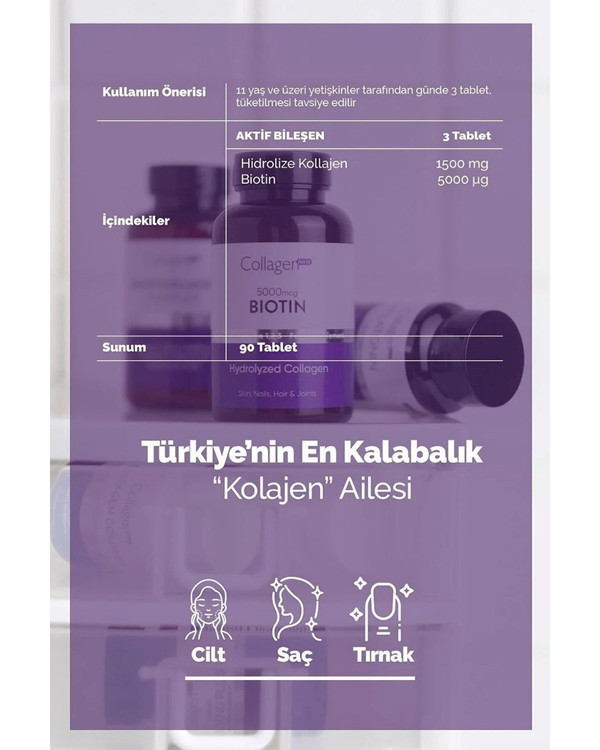 مکمل 90 عددی بیوتین ۵۰۰۰ میکروگرم + کلاژن ۱۵۰۰ میلیگرم برای مو، پوست و ناخن کلاژن فورته پلاتینیوم |Collagen Forte Platinum