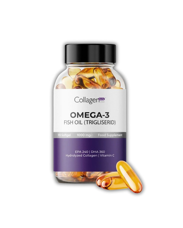 کپسول امگا-۳ ۱۰۰۰ میلیگرم × ۹۰ عدد همراه با کلاژن و ویتامین C برند کلاژن فورته پلاتینیوم | Collagen Forte Platinum