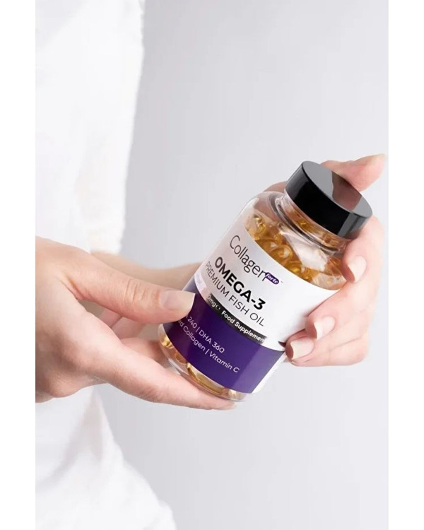 کپسول امگا-۳ ۱۰۰۰ میلیگرم × ۹۰ عدد همراه با کلاژن و ویتامین C برند کلاژن فورته پلاتینیوم | Collagen Forte Platinum