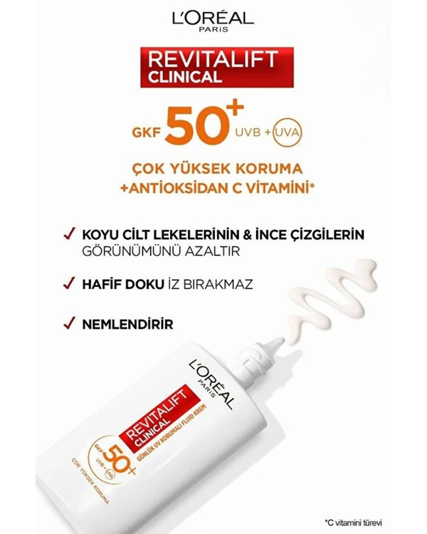 کرم ضدآفتاب روزانه Revitalift Clinical Loreal SPF50 لورآل – با ویتامین C و آنتیاکسیدان ــ ضدلک و روشن کننده پوست