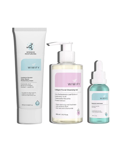 ست مراقبتی تسکین دهنده و آبرسان قوی پوست حساس ویویفای | WIWIFY _ مرطوب کننده 24 ساعته + ژل شستشوی صورت + سرم هیالورونیک اسید