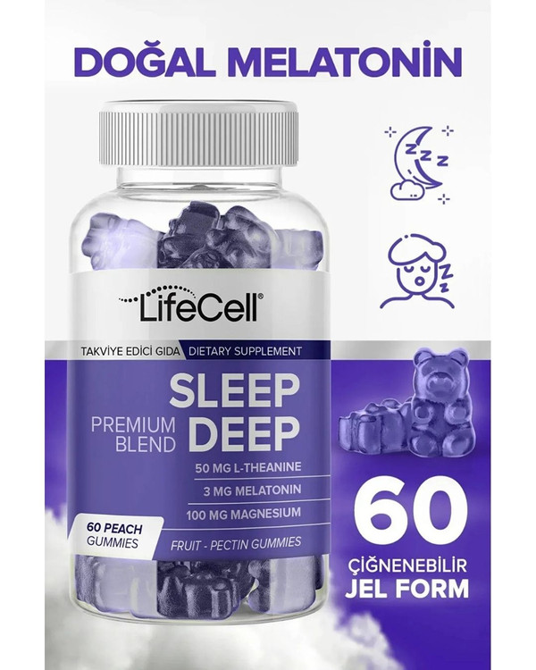 پاستیل Lifecell Sleep Deep | لایف سل (مکمل خواب عمیق): فرمولاسیون لذیذ ملاتونین 3mg، گیاهان آرامبخش و منیزیم