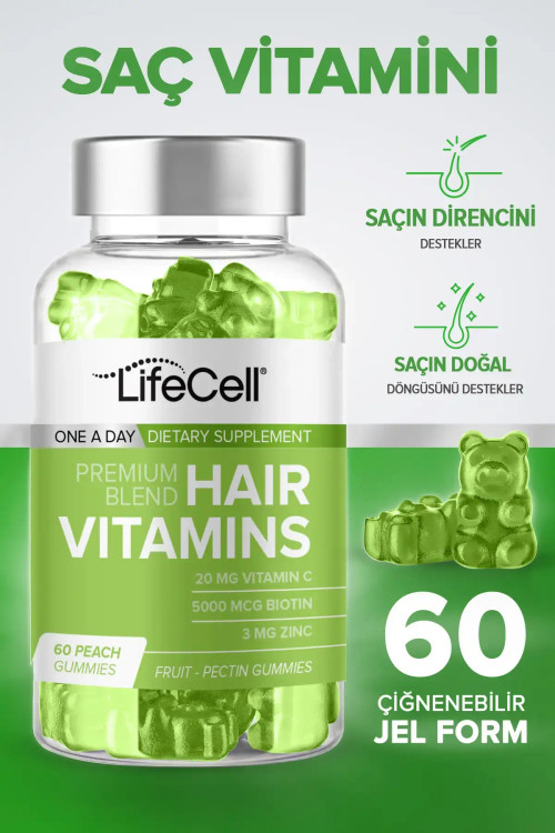 پاستیل 60 عددی ویتامین مو Lifecell Hair Vitamins | لایف سل ـ کمپلکس تقویت ریشه ، ضد ریزش و سفیدی مو