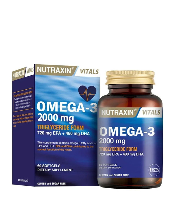 سافتژل امگا 3 نوترکسین | Nutraxin Omega-3 2000 mg روغن ماهی فوق خالص با دوز بالا (EPA: 720 mg | DHA: 480 mg)