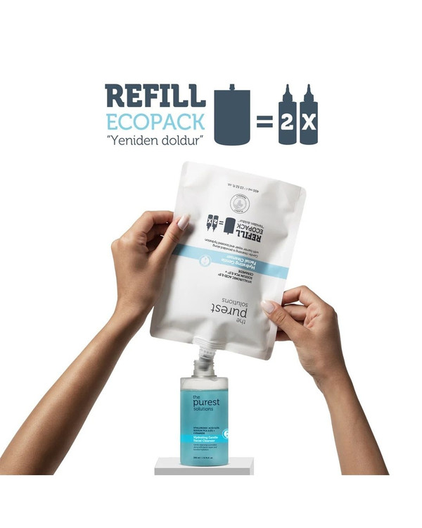 ژل شستشوی صورت پیورست | The Purest Solutions حاوی هیالورونیک اسید ـ ترمیمکننده سد دفاعی و مرطوبکننده برای پوست خشک و مختلط ـ پک اقتصادی و پرکننده