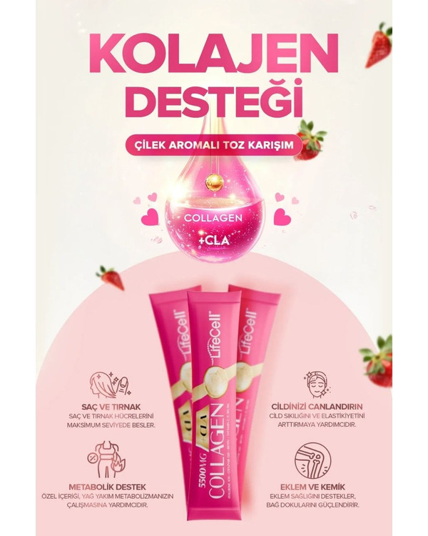 ساشه 30 تایی کلاژن هیدرولیز شده، CLA , Q10 ، هیالورونیک اسید و ویتامینها Lifecell | لایف سل ـ مکمل 2 منظوره زیبایی و کاهش وزن با دوز موثر کلاژن و CLA