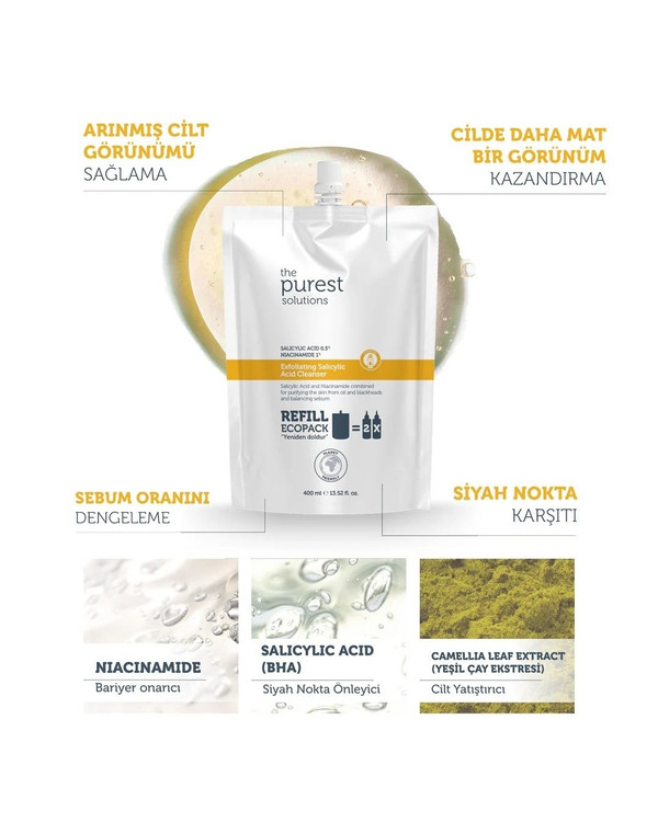 پک پرکننده ژل شستشوی صورت پیورست | The Purest Solutions حاوی سالیسیلیک اسید ـ پاککننده تخصصی منافذ برای پوستهای چرب و مستعد آکنه ، اقتصادی و دوستدار محیط زیست