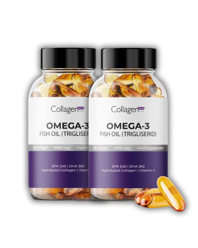 کپسول امگا-۳ ۱۰۰۰ میلیگرم × ۹۰ عدد همراه با کلاژن و ویتامین C برند کلاژن فورته پلاتینیوم | Collagen Forte Platinum - پک 2 عددی