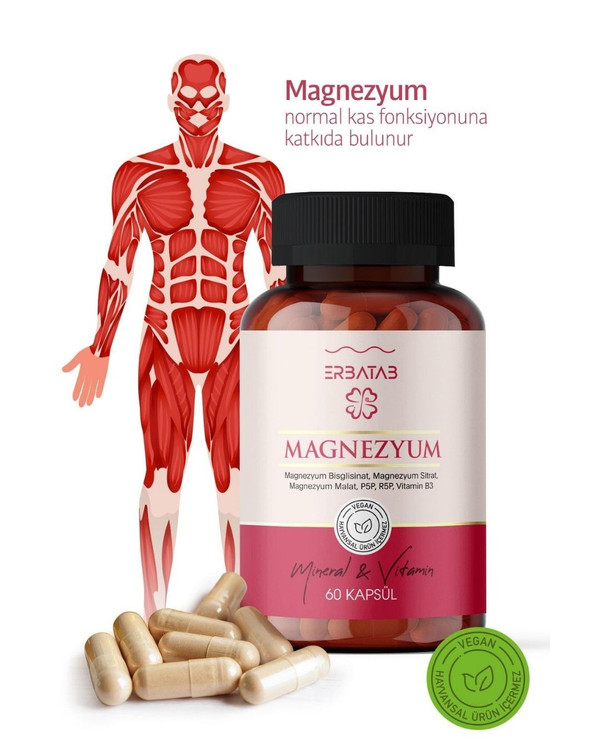منیزیم ۳گانه با ویتامینهای B2، B3 و B6 ارباتاب | Erbatab ـ 60 عددی