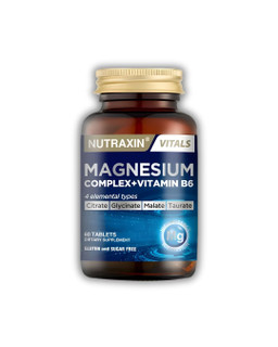 مکمل منیزیم کمپلکس نوتراکسین | Nutraxin فرمول ۴ گانه با ویتامین B6 ـ 60 عددی