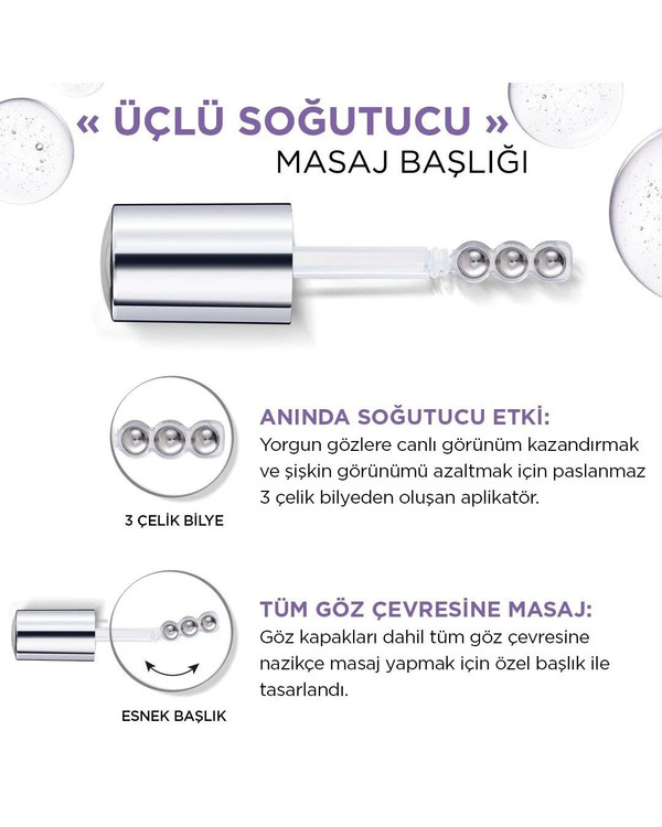 سرم دور چشم هیالورونیک اسید ۲.۵٪ و کافئین لورآل سری رویتالیفت فیلر – آبرسان، ضد پف و ضد لک (۲۰ میل)