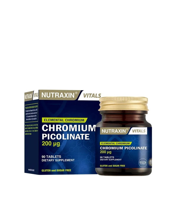 مکمل کروم پیکولینات نوترکسین | Nutraxin | میکروگرم 200 | ۹۰ عددی | کنترل قند خون و مدیریت وزن ، کاهش ولع شیرینی و پرخوری
