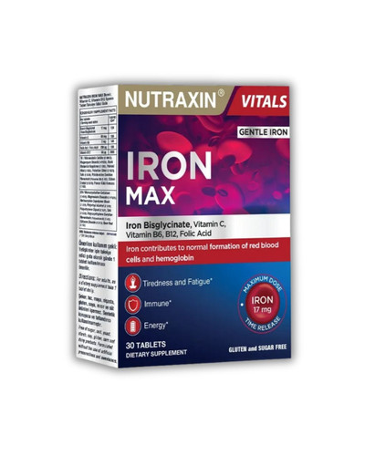 مکمل آهن مکس نوترکسین | Nutraxin | حاوی آهن بیسگلیسینات و ویتامینهای خون ساز