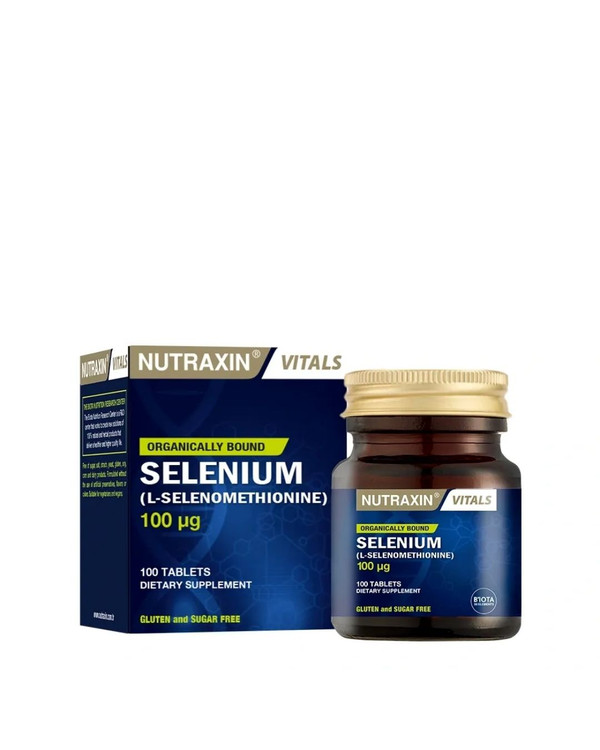 مکمل سلنیوم نوترکسین | Nutraxin | حاوی ۱۰۰ میکروگرم ال-سلنومتیونین ( بهترین فرم سلنیوم ) ۱۰۰ عددی ـ بهبود مشکلات تیروئید و تقویت سیستم ایمنی بدن