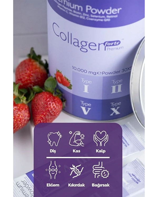 مکمل کلاژن 10 گرمی کلاژن فورته | Collagen Forte Platinum ـ با بیوتین و مولتیویتامین، طعم توت فرنگی – ضدچروک قوی و رفع شل شدگی پوست ، تقویت مو، ناخن و مفاصل