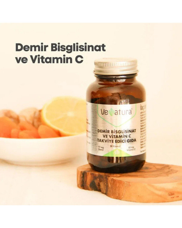 مکمل آهن بیسگلیسینات + ویتامین C وناتورا | VeNatura ـ فرم اثر گذار و با جذب بالای آهن ، حمایت از خون, افزایش انرژی, پیشگیری از کمخونی, سلامت عمومی ـ 90 عددی