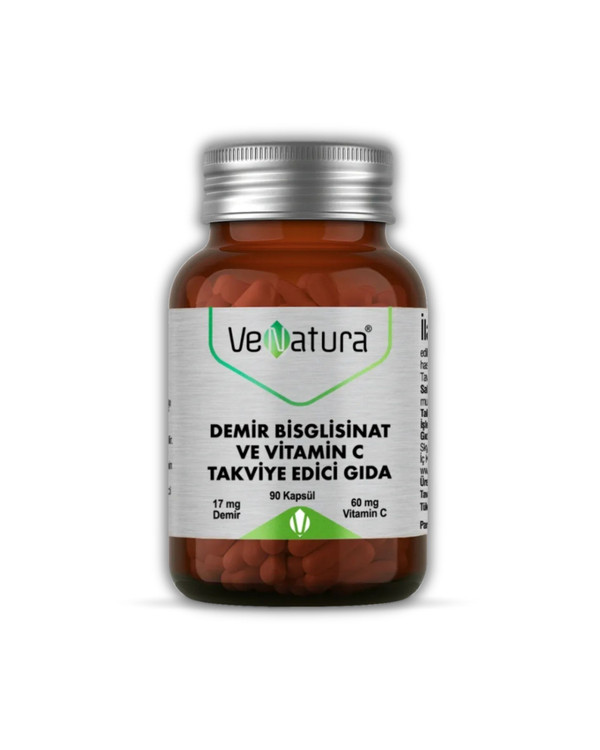 مکمل آهن بیسگلیسینات + ویتامین C وناتورا | VeNatura ـ فرم اثر گذار و با جذب بالای آهن ، حمایت از خون, افزایش انرژی, پیشگیری از کمخونی, سلامت عمومی ـ 90 عددی