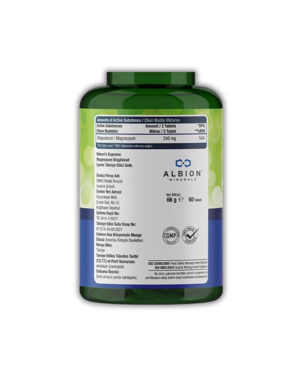 مکمل منیزیم بیسگلیسینات نیچرز سوپریم | Nature’s Supreme ـ جذب بالا ، کاهش استرس، بهبود خواب، سلامت عضلات، سیستم عصبی