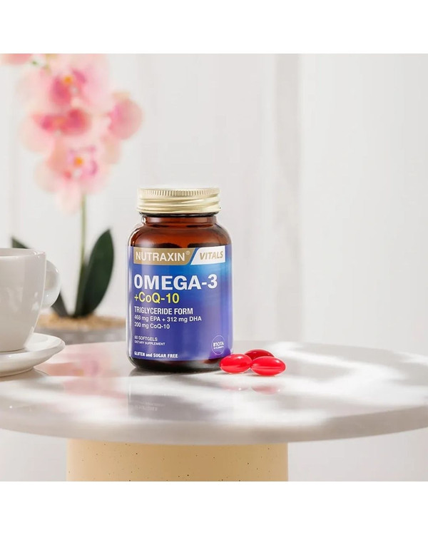مکمل امگا3 + کوآنزیم Q10 نوترکسین | Nutraxin ـ سلامت قلب، کاهش التهاب ، افزایش انرژی و رفع خستگی مزمن
