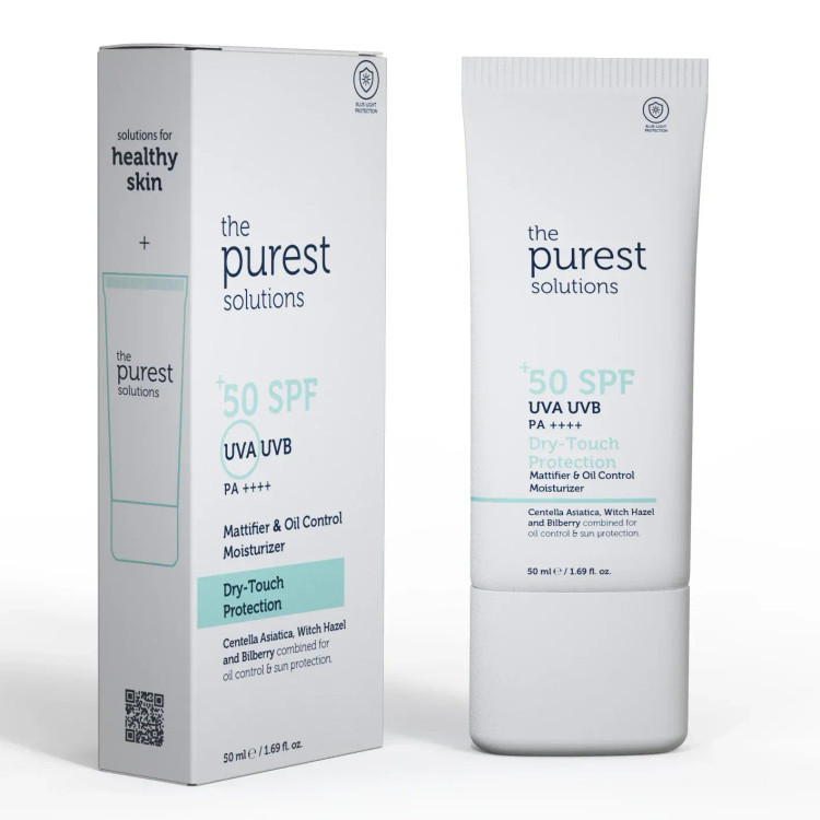 ضدآفتاب کنترل کننده چربی و مات پیورست سولوشِنز | The Purest Solutions- سبک ، SPF50 ، مناسب پوست چرب، مختلط و مستعد جوش