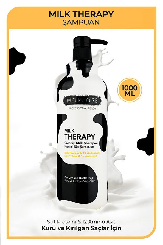 Morfose Milk Therapy Shampoo 1000 ml - Milk Protein, Repairing, Nourishing Effect