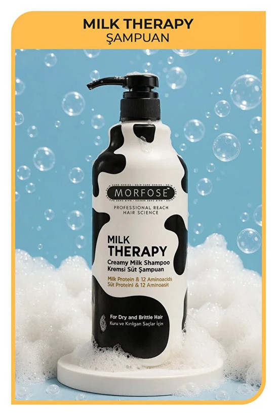 Morfose Milk Therapy Shampoo 1000 ml - Milk Protein, Repairing, Nourishing Effect
