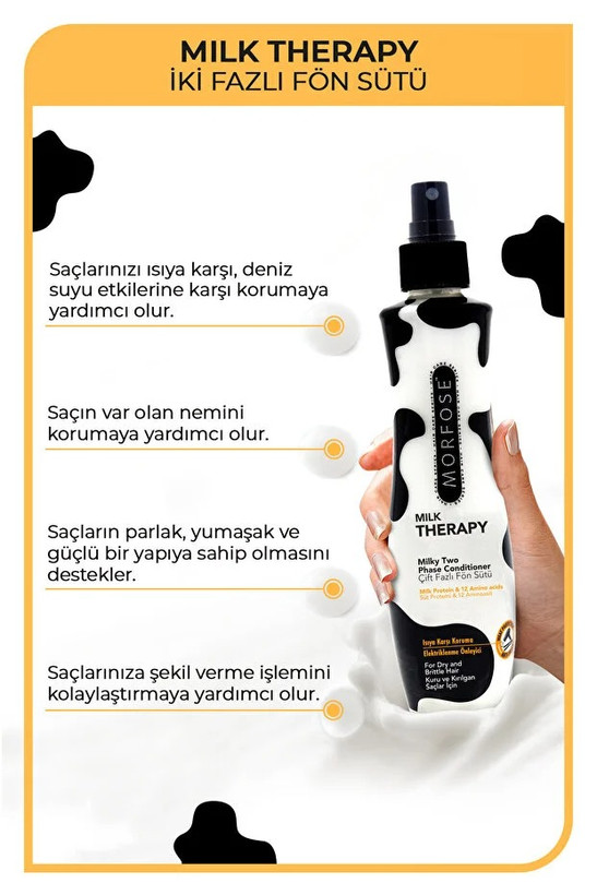Morfose Milk Therapy Dual Phase Hair Care Blow Dry Water 240 ml - Anti-Hair Loss, Nourishing, Protective Effect