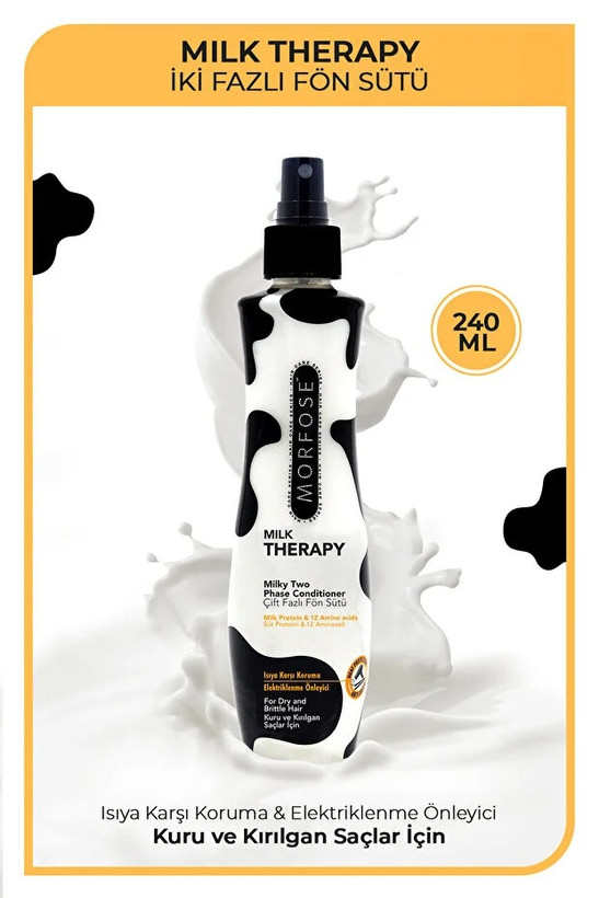 Morfose Milk Therapy Dual Phase Hair Care Blow Dry Water 240 ml - Anti-Hair Loss, Nourishing, Protective Effect