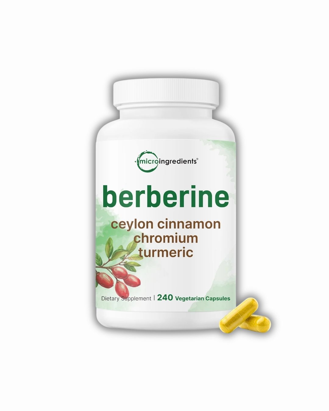Micro Ingredients Berberine with Ceylon Cinnamon, Chromium, & Turmeric, 240 Vegetarian Capsules