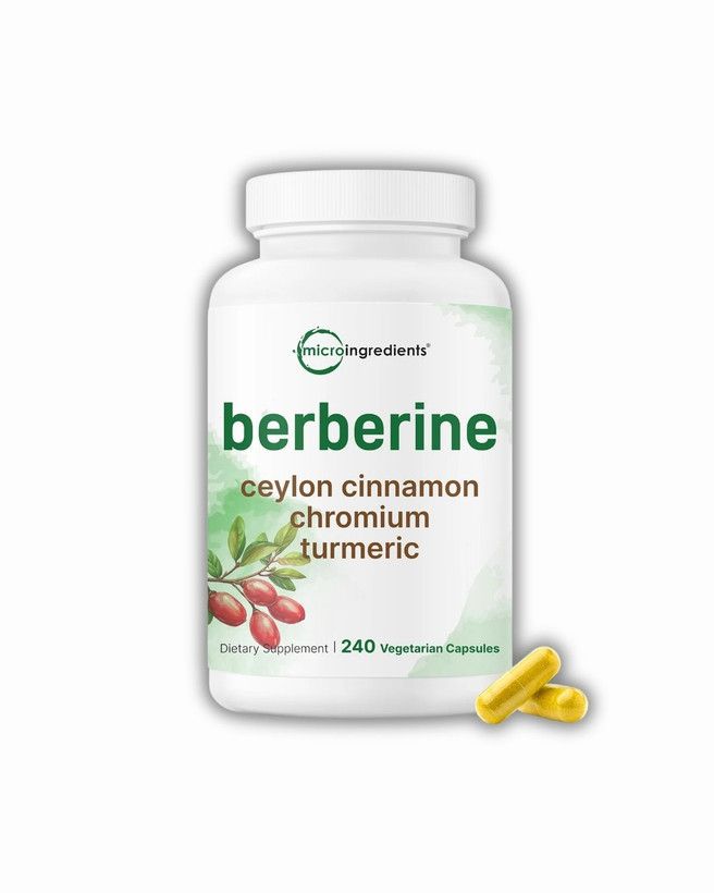 Micro Ingredients Berberine with Ceylon Cinnamon, Chromium, & Turmeric, 240 Vegetarian Capsules