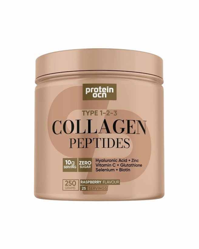 Proteinocean Collagen | Raspberry - With 6 Added Vitamins - Type 1,2,3 - 250g 25 Servings