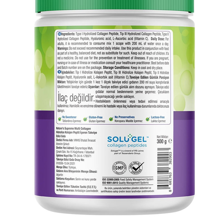Natures Supreme Multi Collagen Powder 300 Gr Odorless