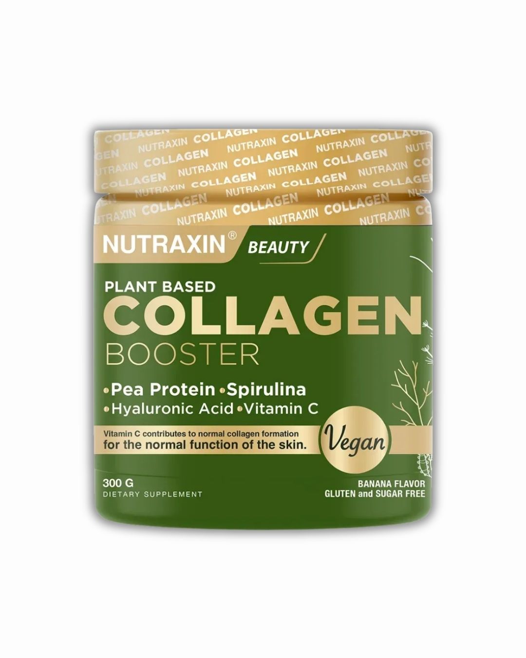 Nutraxin Vegan Protein Booster 300 Gr - Pea Protein, Spirulina, Vitamin C, Hyaluronic Acid Gluten Free