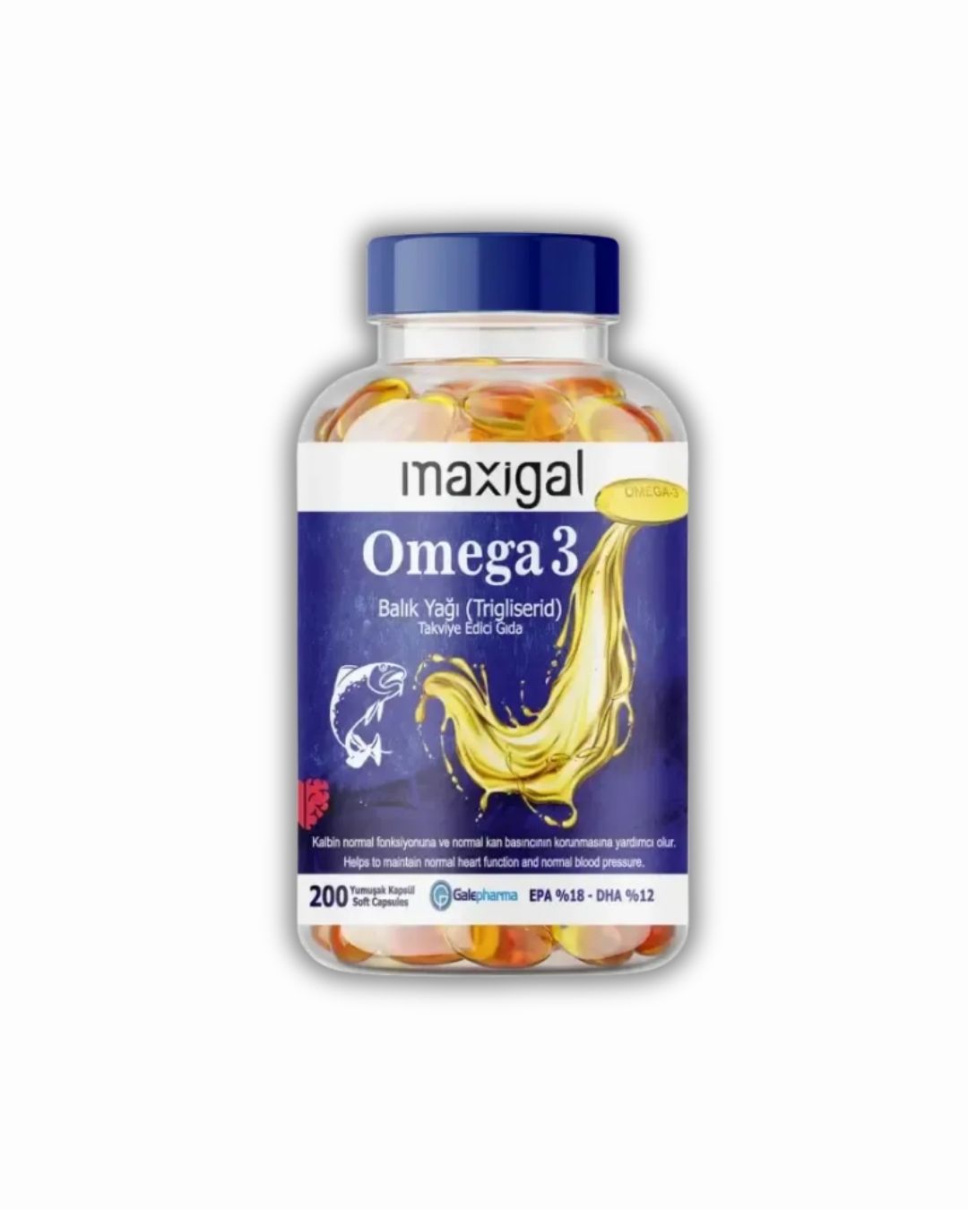 Maxigal Omega 3 Fish Oil 2000Mg Food Supplement 200 Capsules