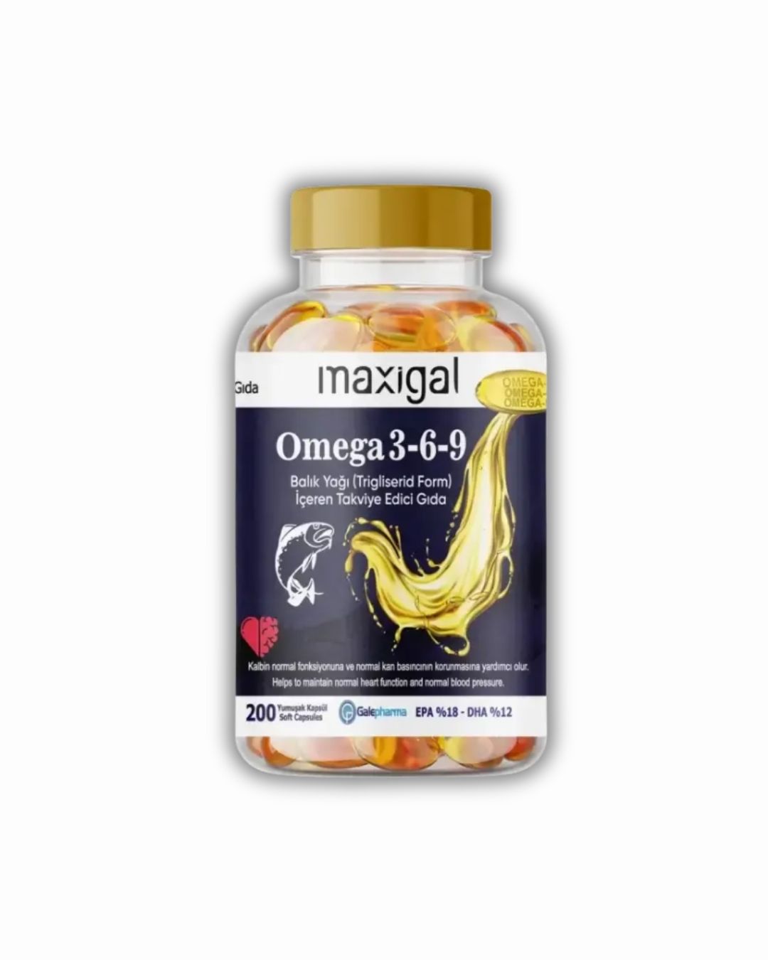 Maxigal Omega 3,6,9 Fish Oil (Triglyceride) Food Supplement 200 Capsules